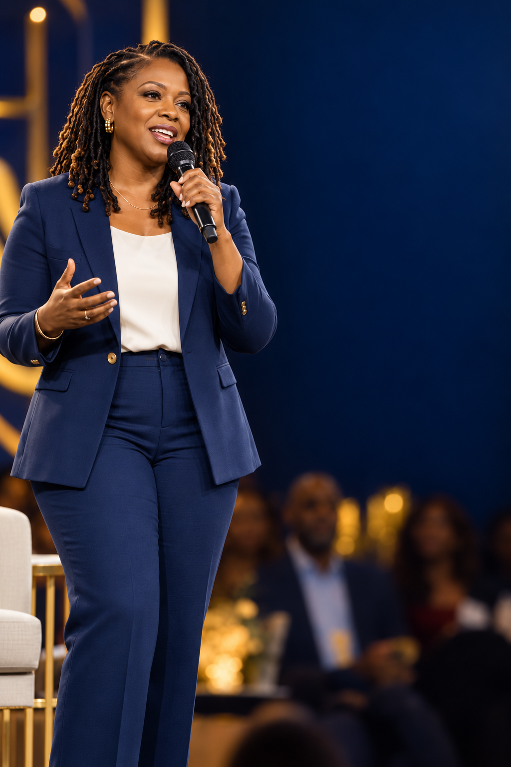 Jamaican diaspora speaker holding a microphone